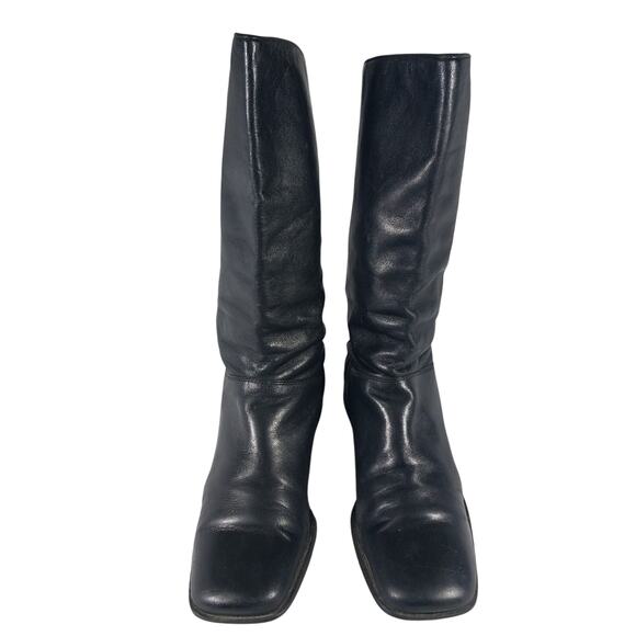 NATURALIZER! BLACK GENUINE LEATHER SQUARE TOE MID CALF/ANKLE BOOTS! SZ 8.5M - Picture 4 of 11